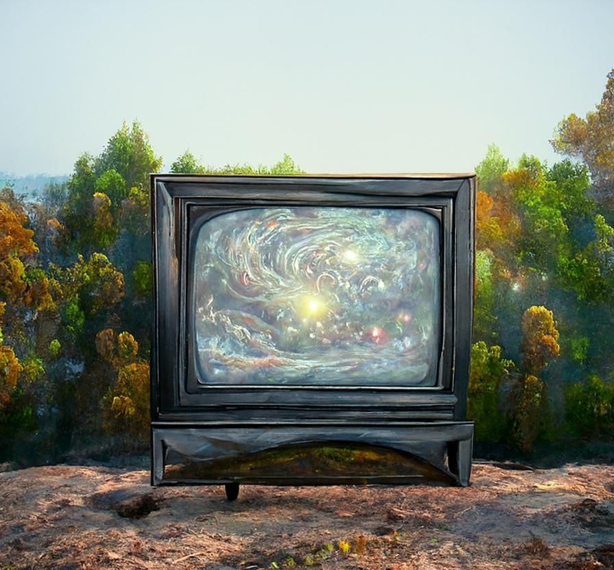 Milky Way Galaxy on Television: Surreal Digital Art