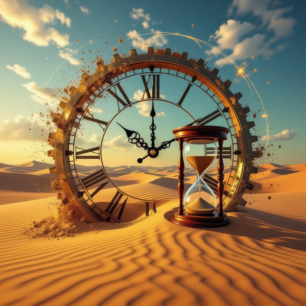 Surreal Clock Vortex: Time Management & Urgency