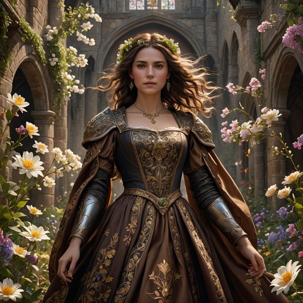 Beautiful Medieval Woman Portrait in Fantasy Art Style