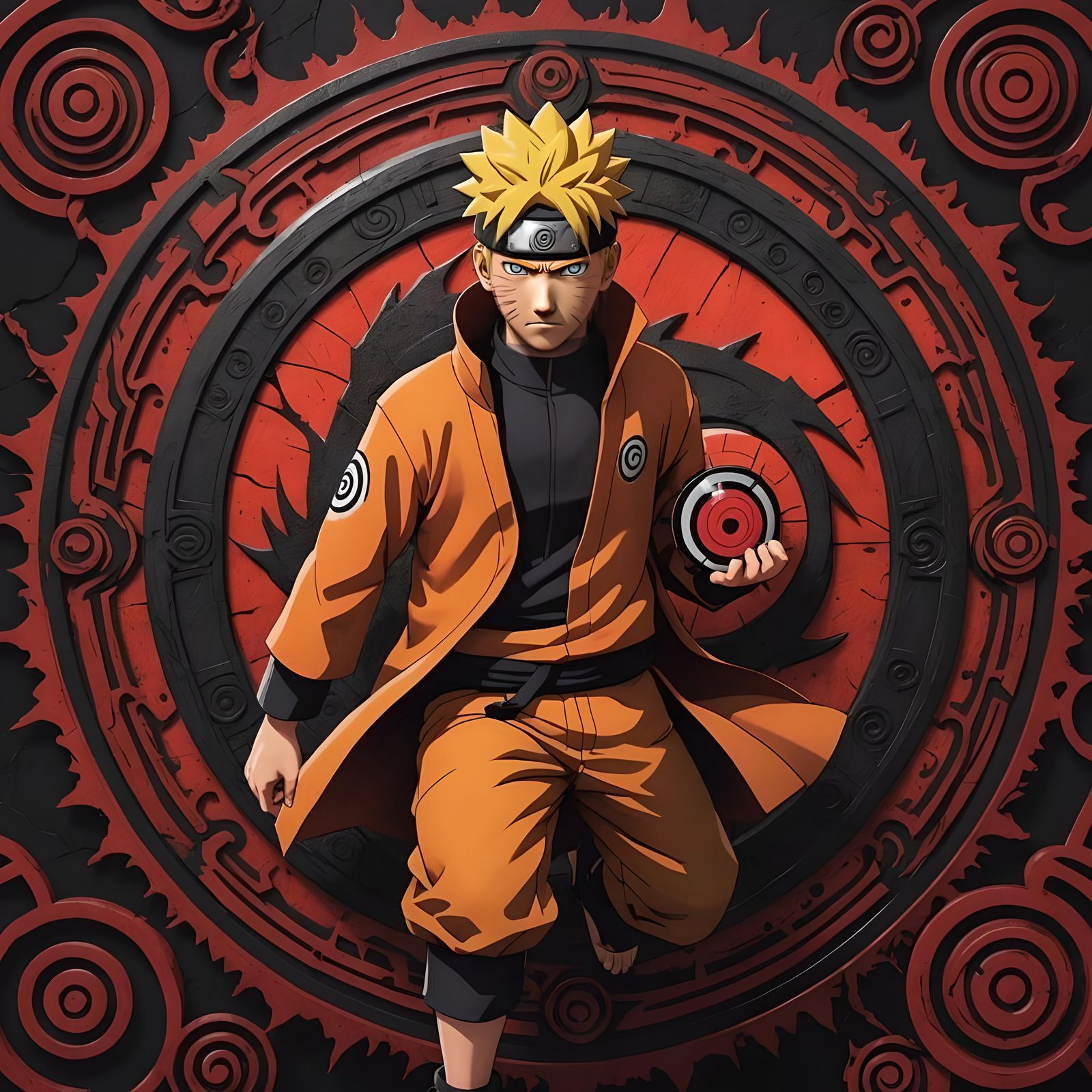 Naruto Uzumaki with Mangekyon Sharingan in Detailed Matte Pa...