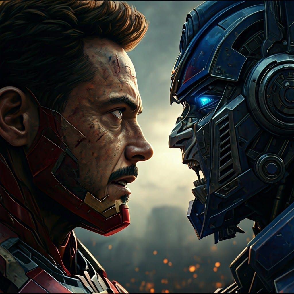 Iron Man and Optimus Prime: Angry Face-Off