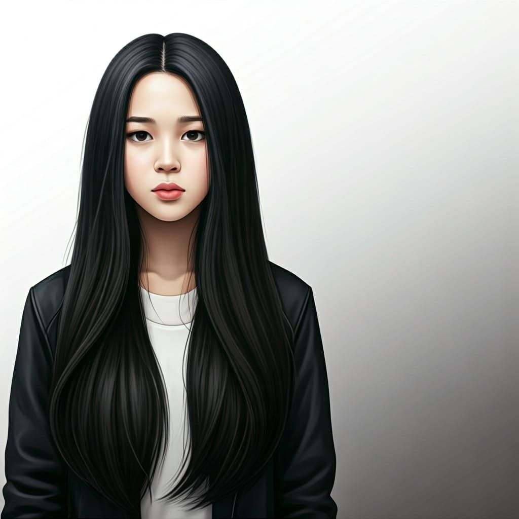 Girl with Black Hair Near K-Pop Idol Jimin Park
