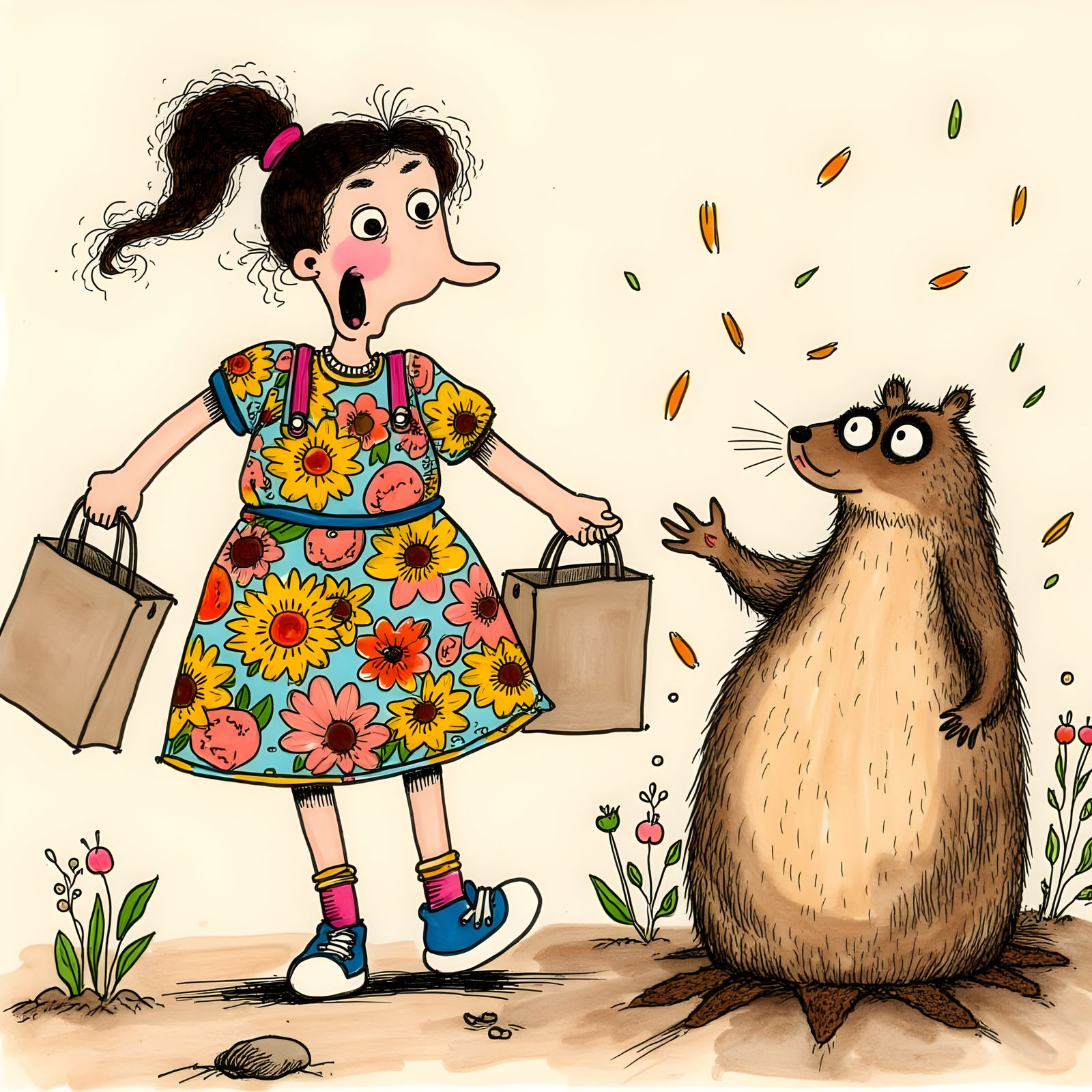 Surreal Cartoon Gopher Startles 1930s Housewife