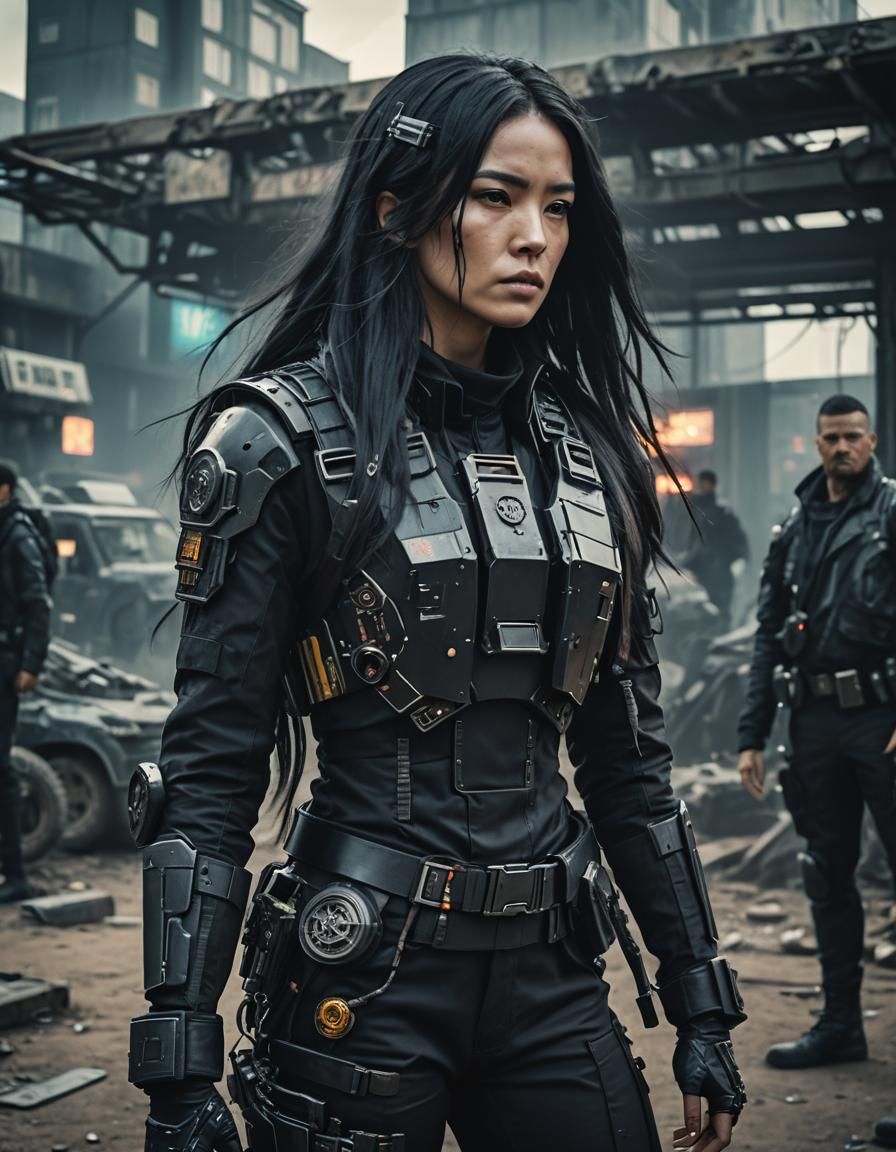 Cyberpunk Republic Lieutenant in Black Exoskeleton