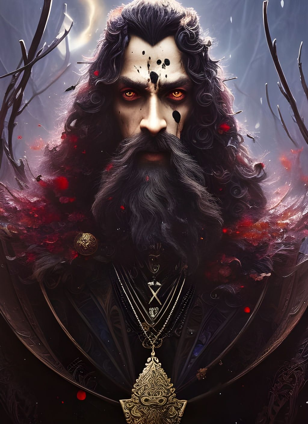 Detailed Portrait of a Dark Wizard Magician