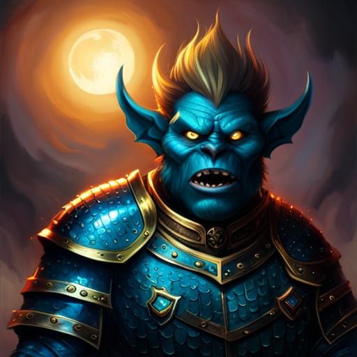 Menacing Black Troll in Dragonscale Armor