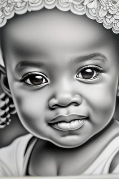 Adorable Charcoal Portrait of a Big-Eyed Girl