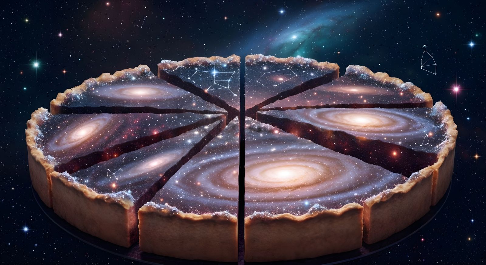 Celestial Pizza Pie of Nebulae and Constellations