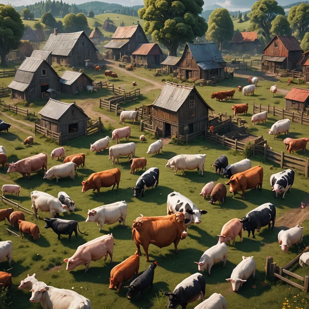 Vibrant Country Farm Matte Painting in 8K