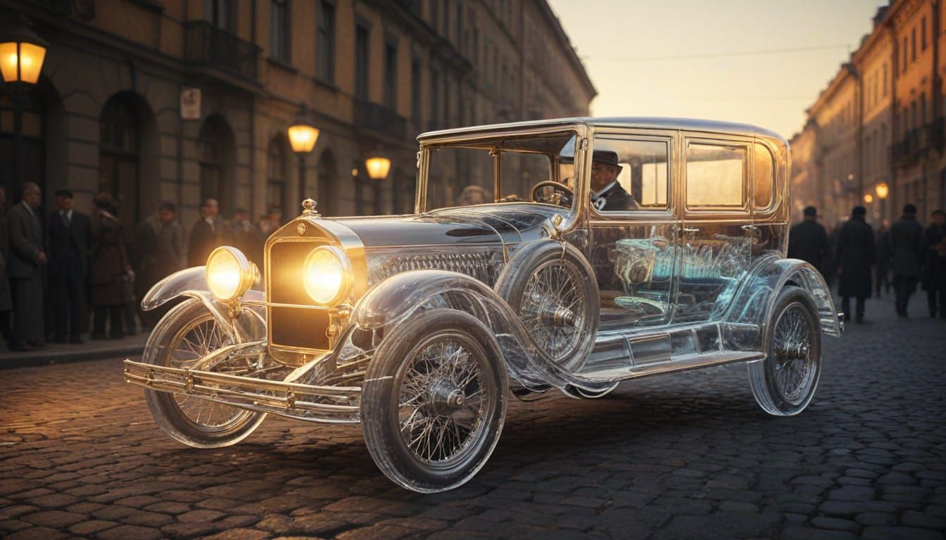 Surreal Transparent Russo-Balt Car Illuminates 1910s St. Pet...