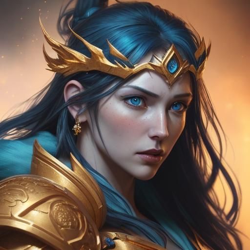 Hyperrealistic Glacial Fire with Gold and Blue