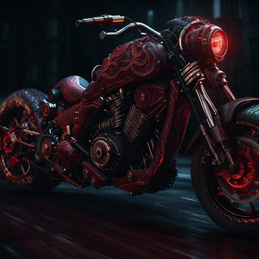 Demonic Motorcycle in Hyperdetailed Digital Art Style