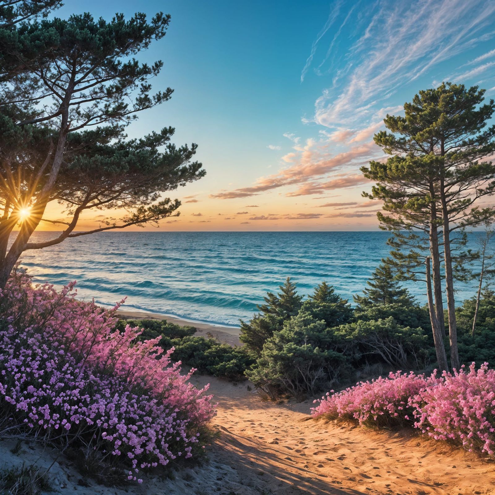 Magenta Blooms Dance in Golden Twilight