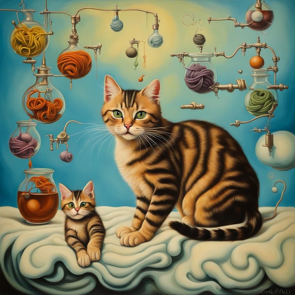 Surreal Cat Economy: A Kitten Entrepreneur's Dream