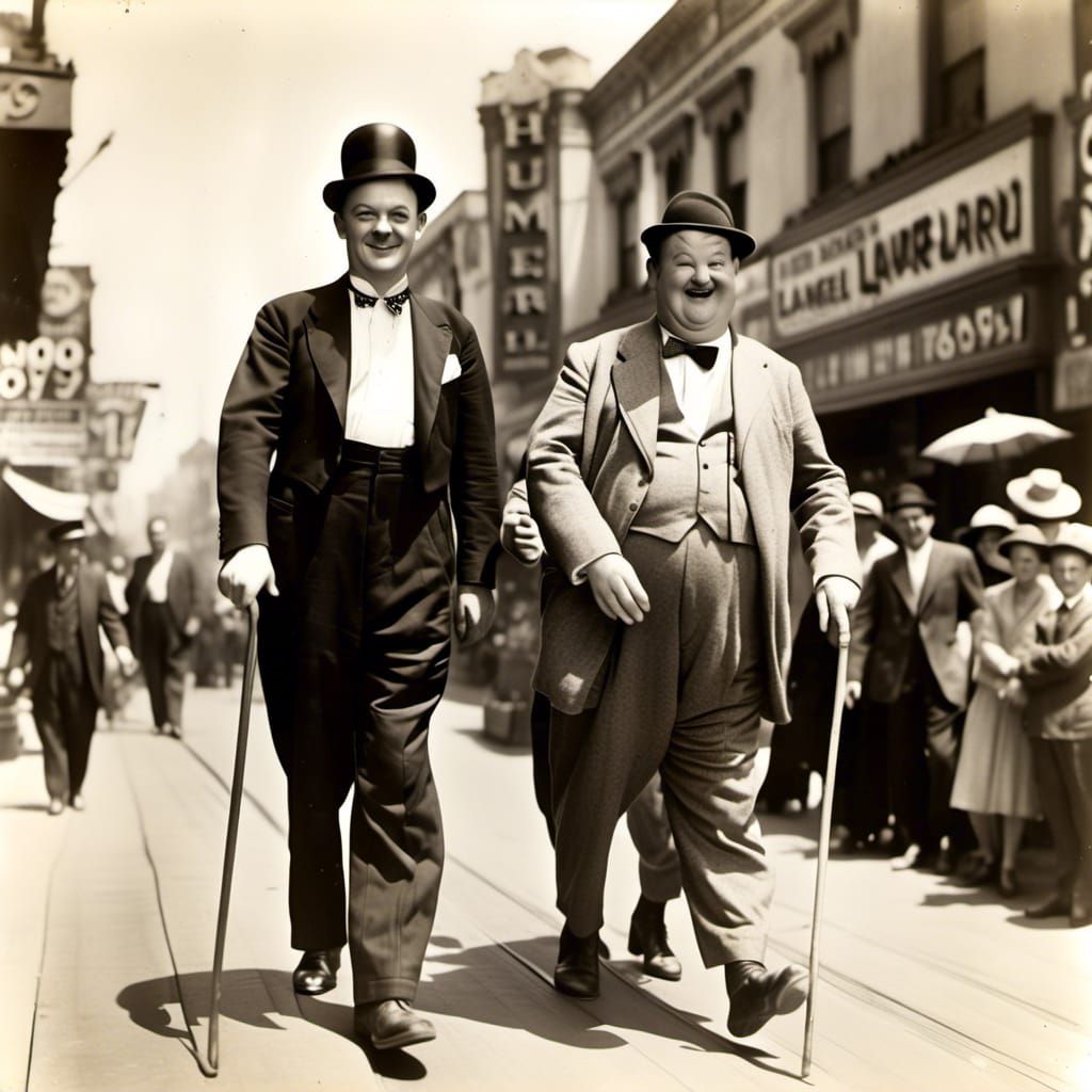 Laurel and Hardy on Hollywood Boulevard, 1931