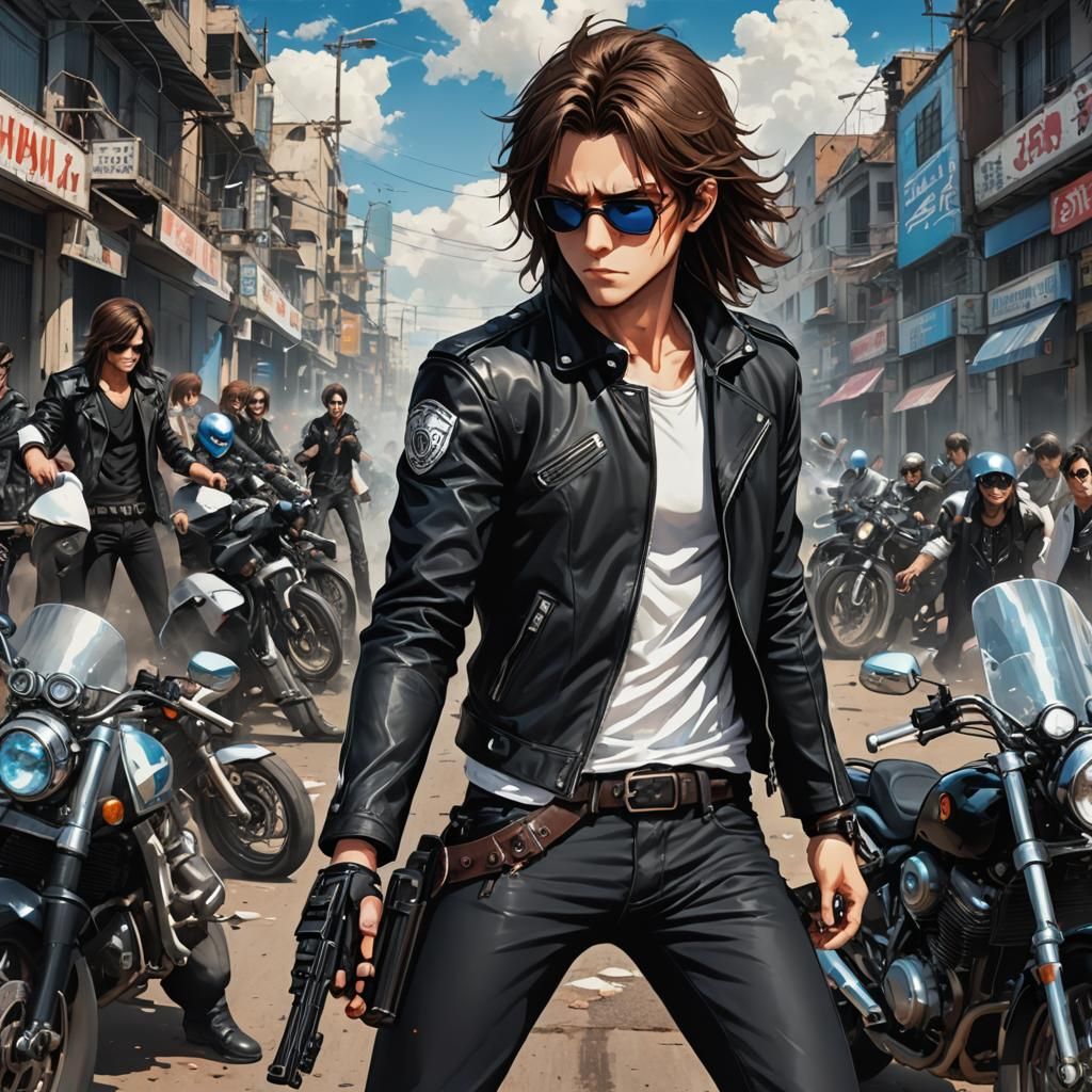 Anime Boy with Gun in Detailed Matte Painting