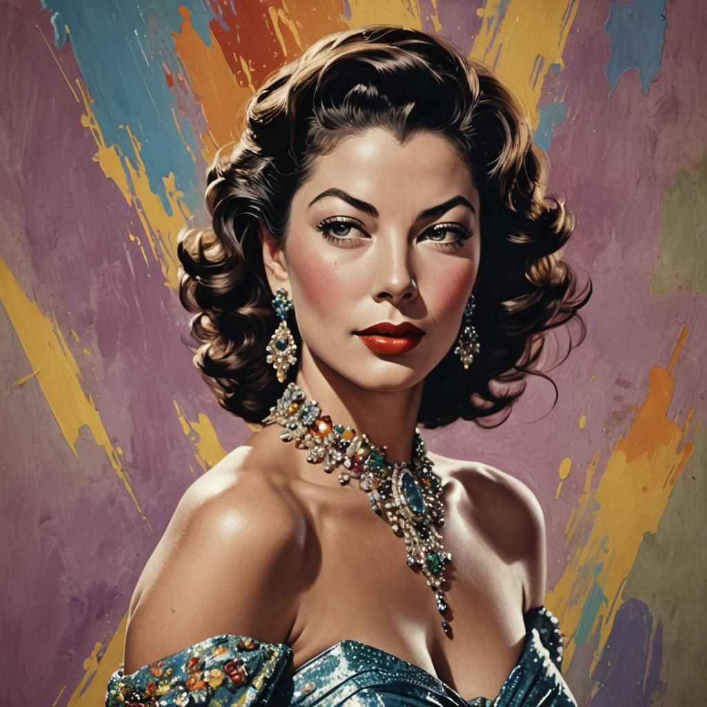 Hyperrealistic Portrait of Ava Gardner in Splash Art Style