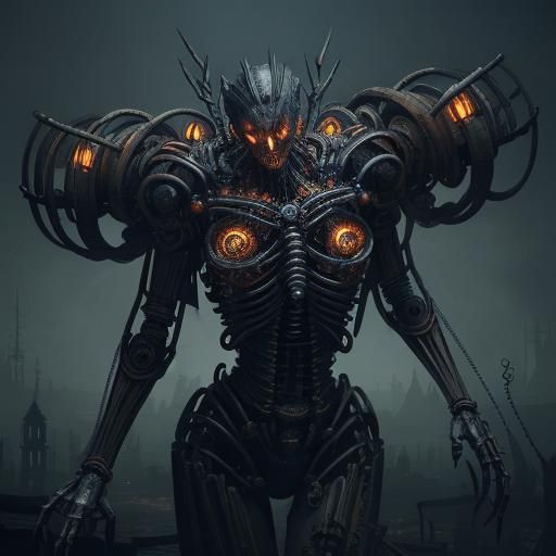 Biomechanical Spider Woman in Industrial Gothic Style