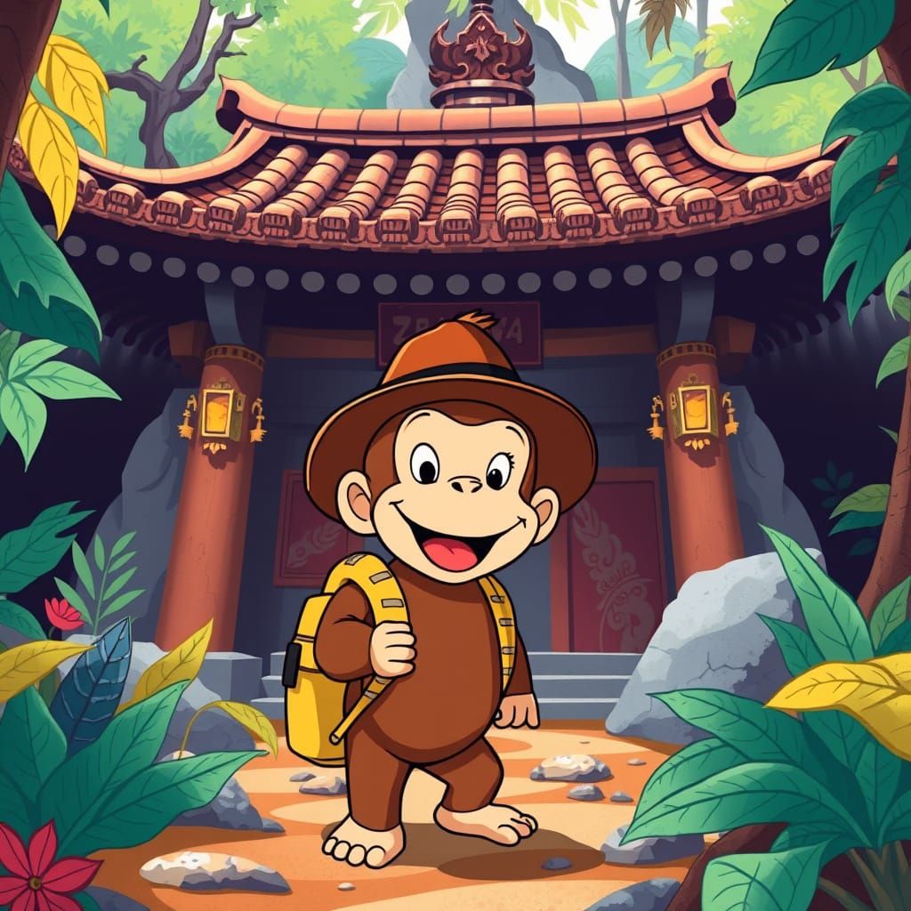 Curious George and the Lost Shrine: Folk Art Style