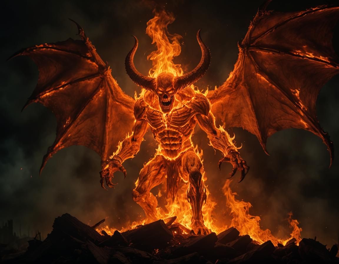 Ethereal Fire Behemoth in a Haunting, Cinematic Landscape