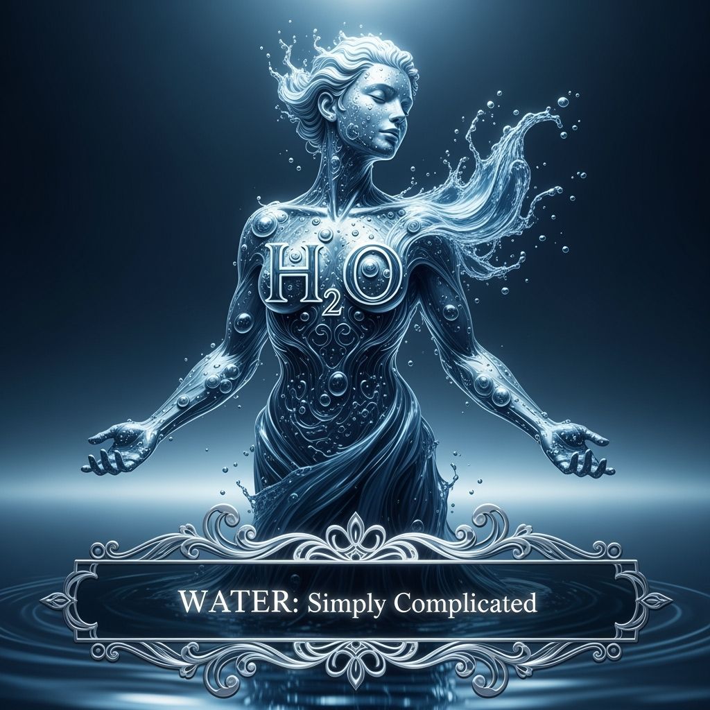Humanized Water Figure in Ethereal Blue and White