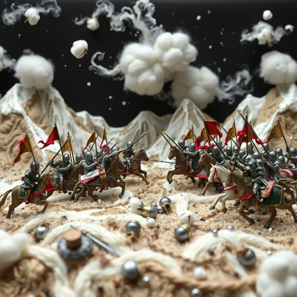 Medieval battlefield frozen in time - Miniature scene