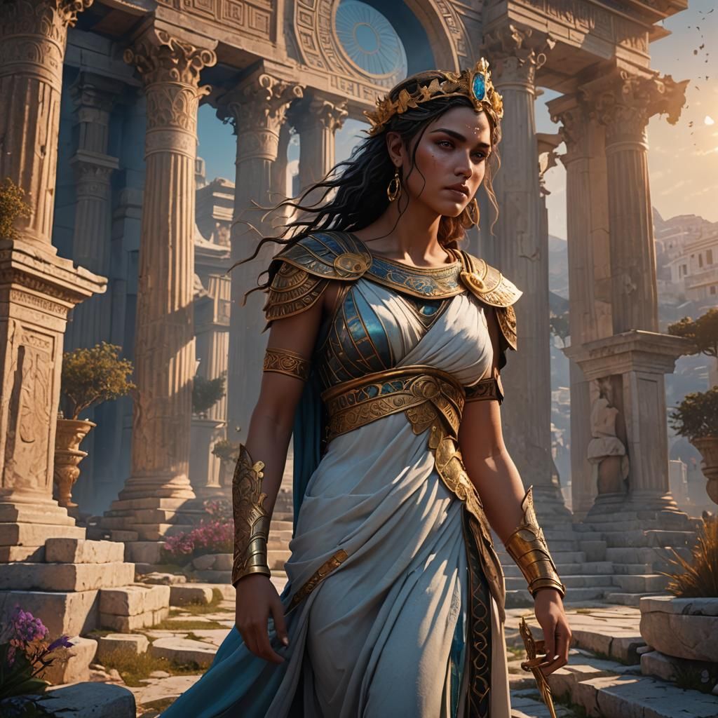 Young Greek Goddess at Dawn: Fantasy Art