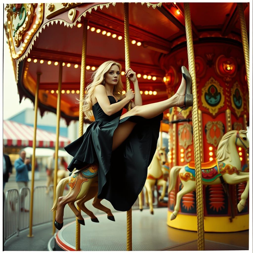 Carousel Ride: Blonde in Heels, Cinematic Style