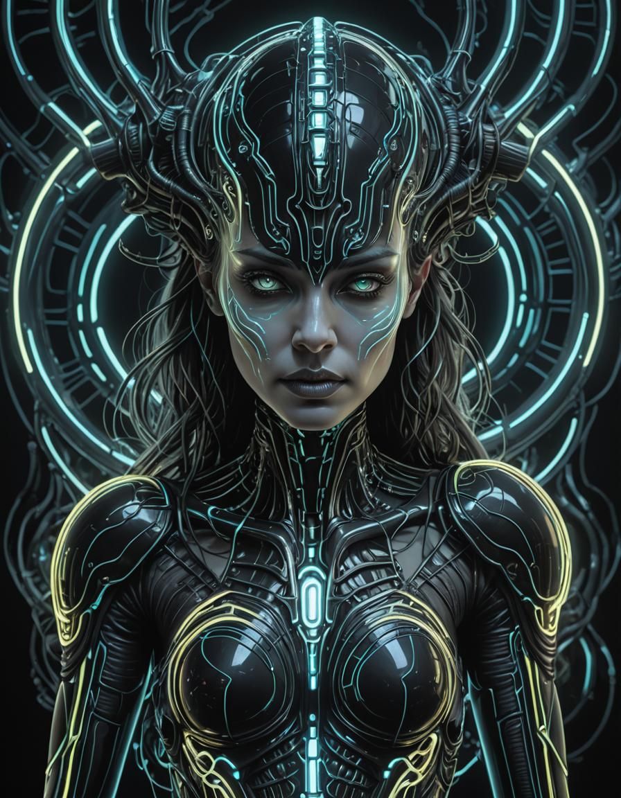 TRON Meets HR Giger in Bioluminescent Hybrid Monster