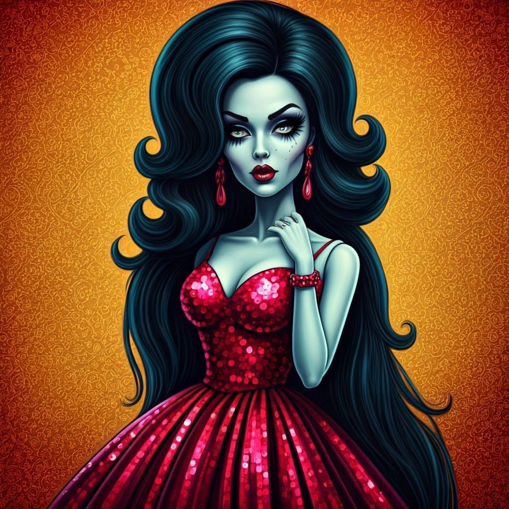 Gothic Zombie Girl in Pop Art Style