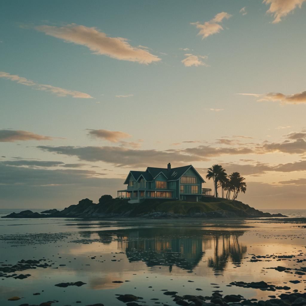 Ocean View House at Golden Hour in Complementary Colors