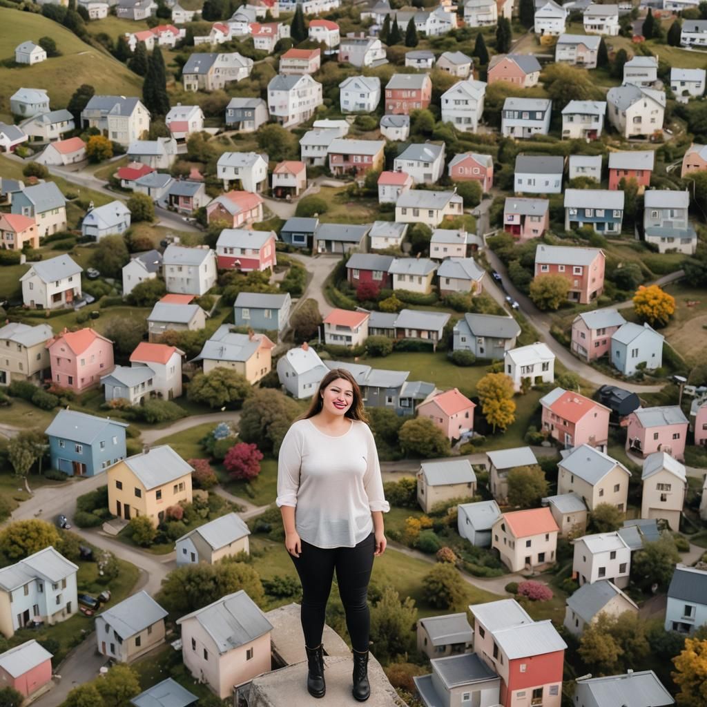 Miniature Woman in a Vast Landscape