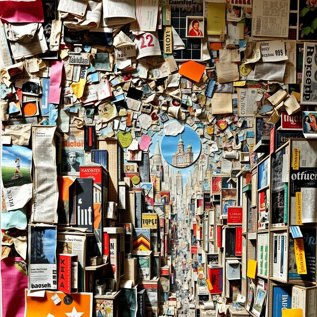 Dynamic Mixed-Media Urban Cityscape Collage