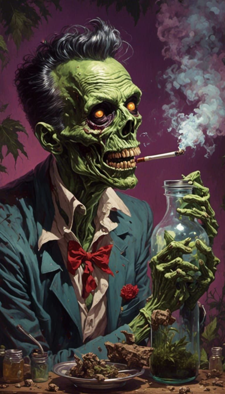 Zombie Smoker in Retro Rockabilly Style