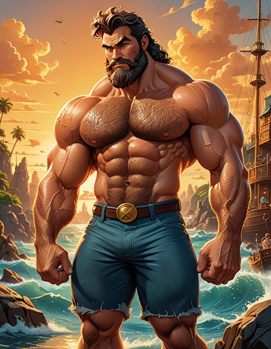 Musclegod in Golden Hour Glory