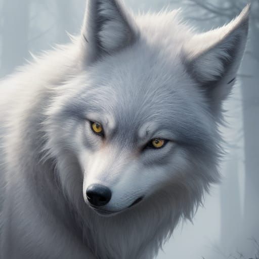 Cute Wolf in Vibrant Anime Style