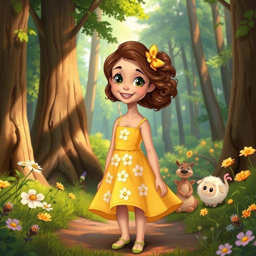 Whimsical Disney-Inspired Girl in Lush Forest
