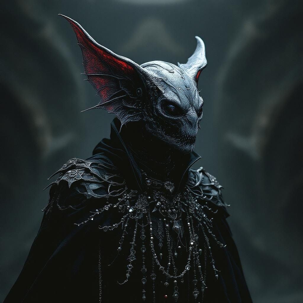 Bat-Headed Figure in Gothic Attire