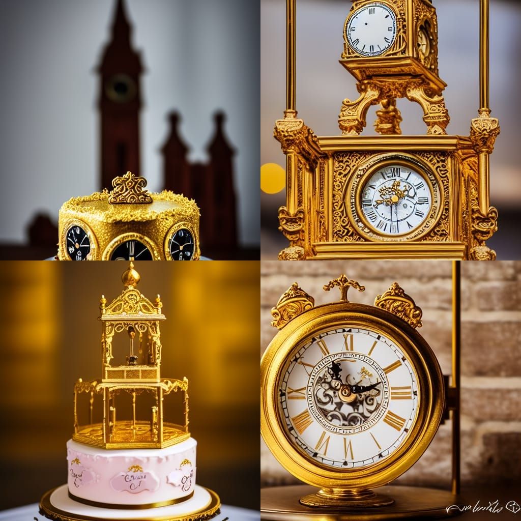 Rococo Cake with Gold Clock Tower