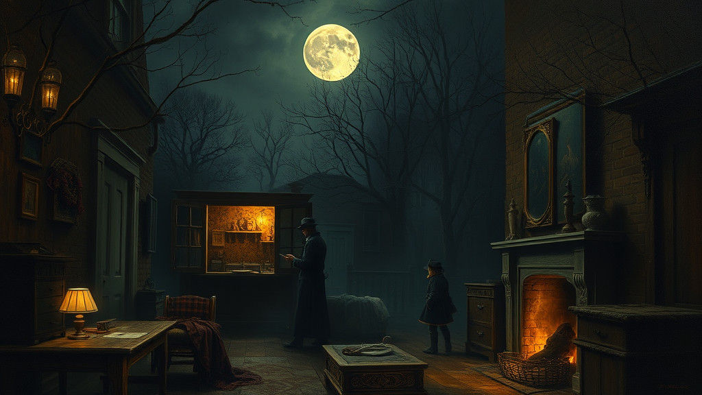 Mysterious Nursery Crime Scene in Oil Painting Style