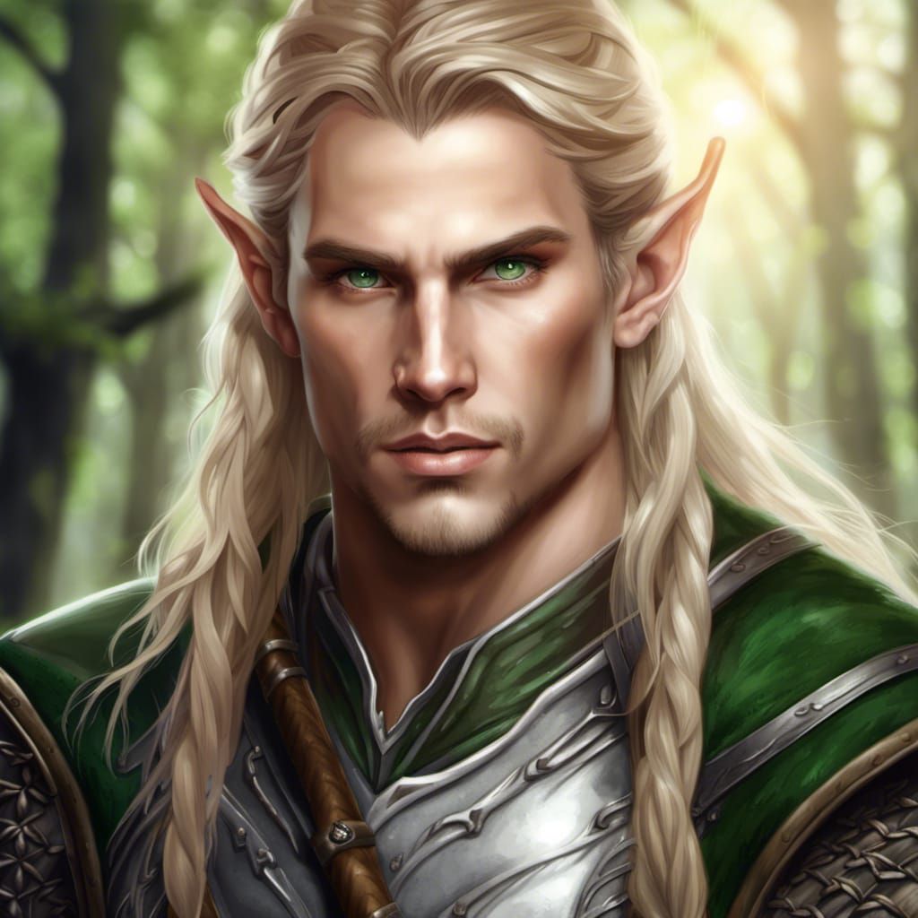 Elf Warrior Portrait in Fantasy Forest