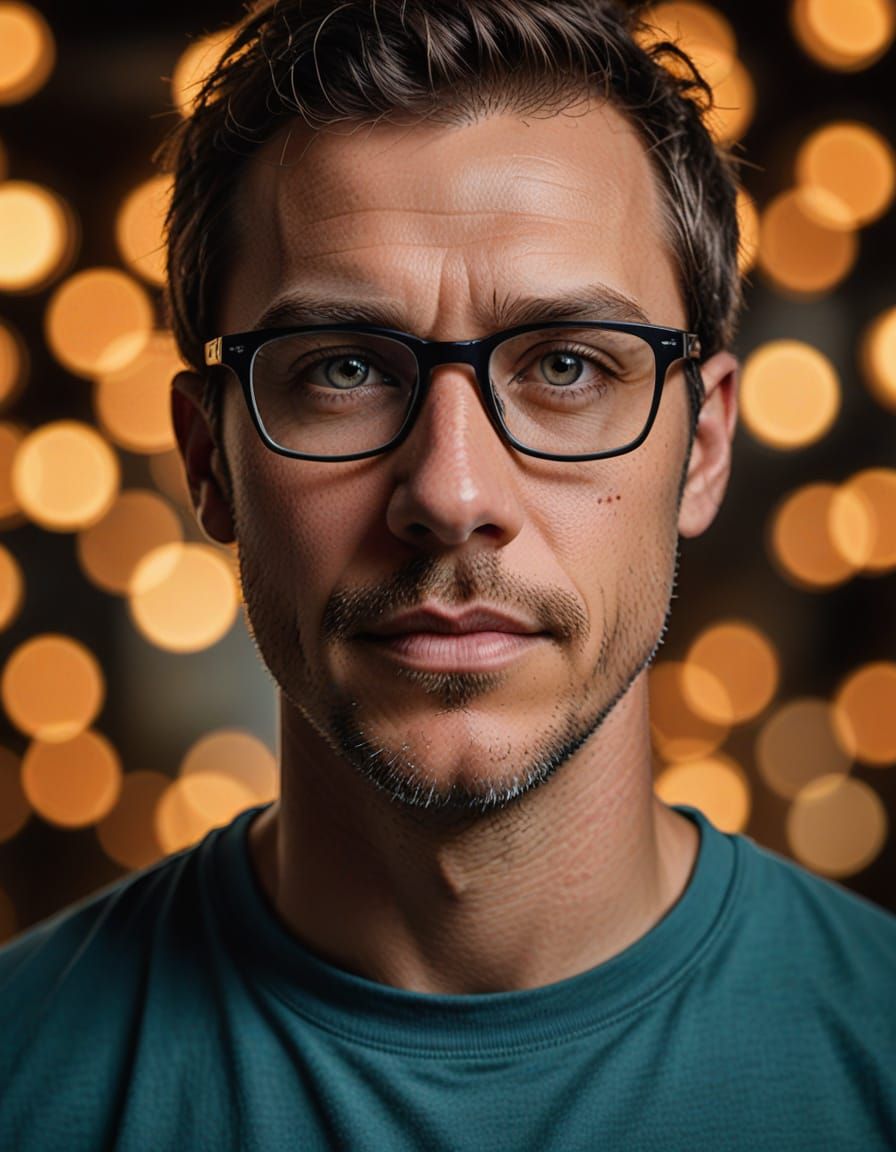 Portrait of a Man with Glasses in Macro Photography