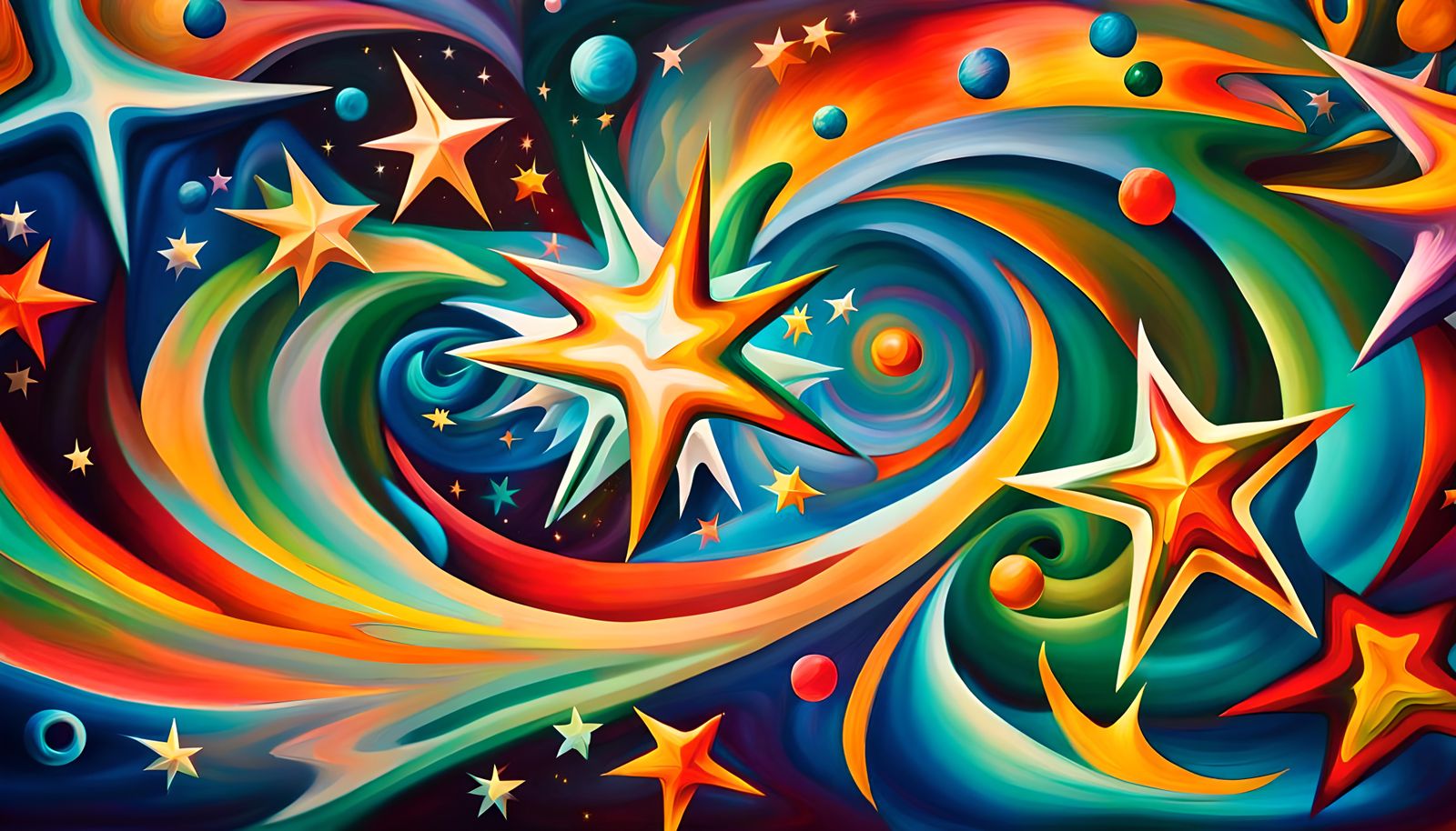 Vivid Swirling Stars in Iridescent Plasma Maelstrom