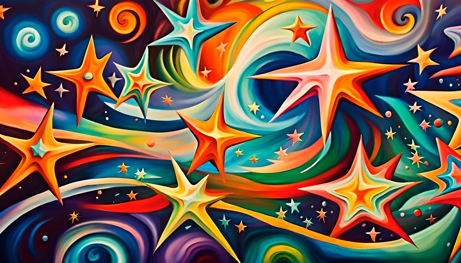 Swirling Stars in Electromagnetic Plasma: Impasto Oil Painti...