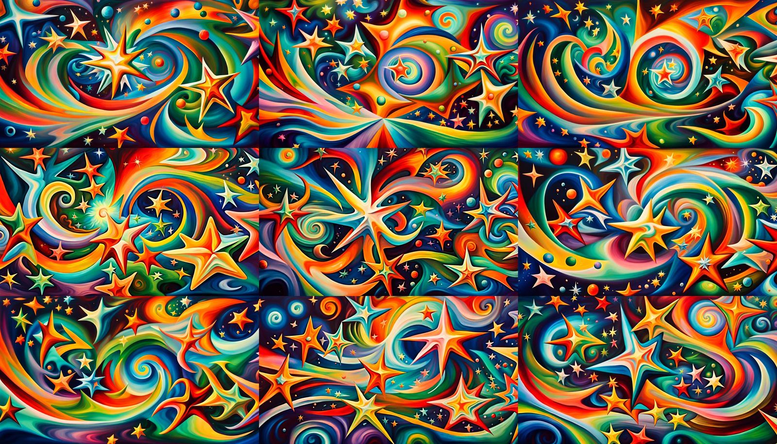 Vivid Swirling Stars in Impasto Electromagnetic Plasma