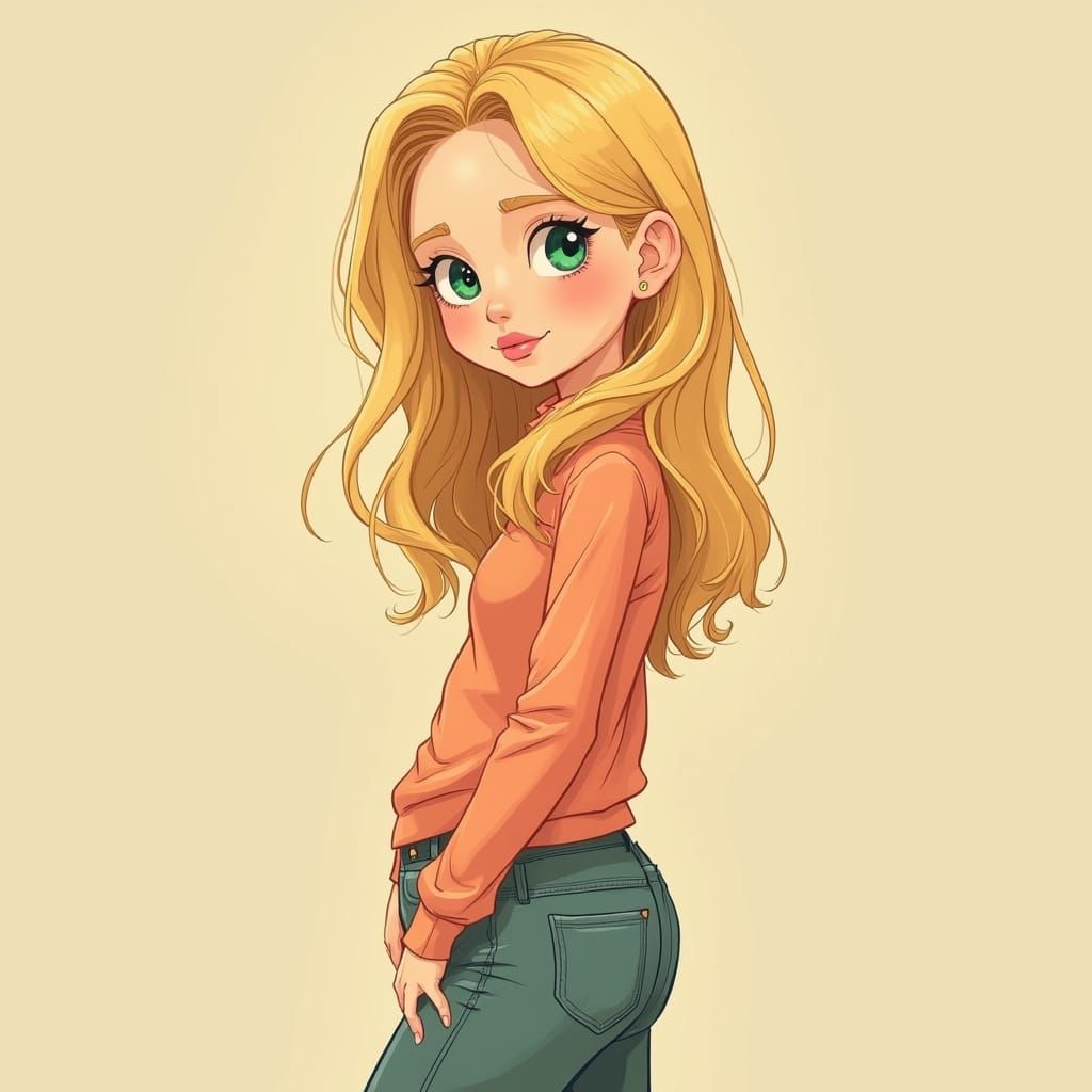 Cartoon Style Young Woman Character Design in Seattle