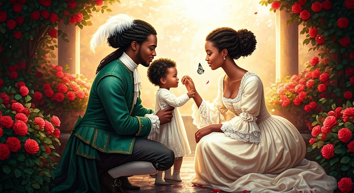 African Renaissance Family in Vibrant Watercolor