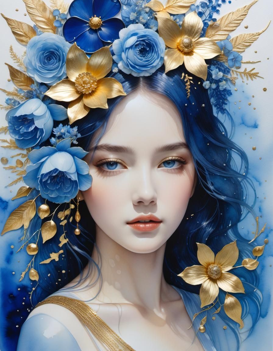 Ocean Child Portrait in Mixed Media