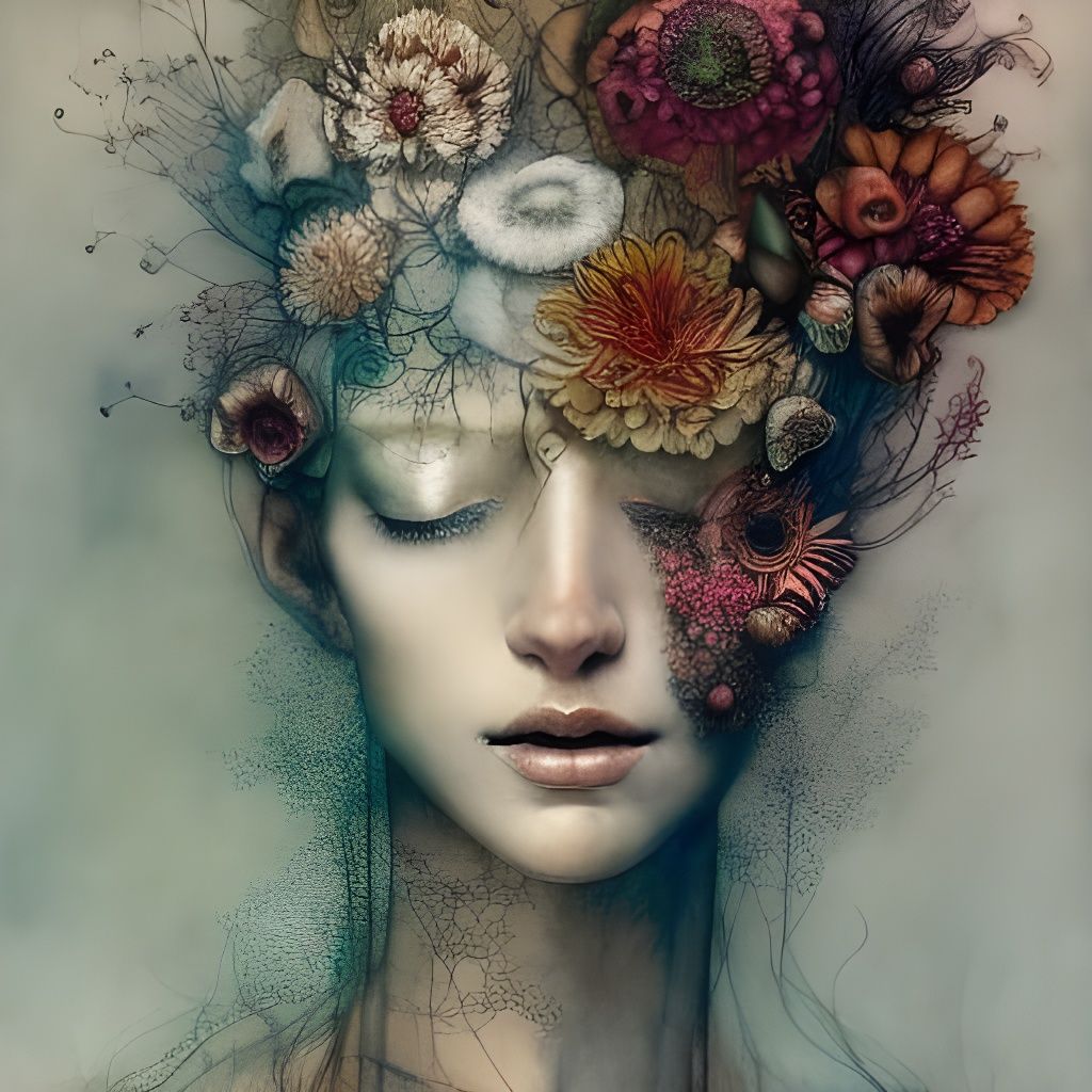 Ballerina Double Exposure in Mixed-Media Collage