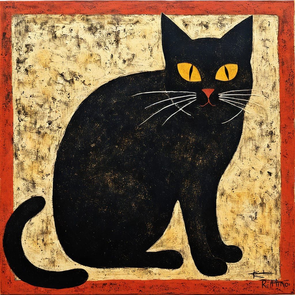 Mexican Muralist-Inspired Cat Portrait